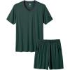 MoFiz Mens Pajamas Set Short Sleeve PJ’s Sleep Lounge Sleepwear Cool Pyjama Summer Sets Comfortable Lightweight(Olive Green)