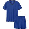 MoFiz Mens Pajamas Set Short Sleeve PJ’s Sleep Lounge Sleepwear Cool Pyjama Summer Sets Comfortable Lightweight(Royal Blue)