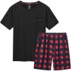 MoFiz Mens Pajamas Set Sleepwear Sleep Shirt and Shorts Pajama Set Lightweight Soft Mens Pjs Lounge Set with Pockets(Style-a)