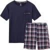MoFiz Mens Pajamas Set Sleepwear Sleep Shirt and Shorts Pajama Set Lightweight Soft Mens Pjs Lounge Set with Pockets(Style-b)