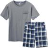MoFiz Mens Pajamas Set Sleepwear Sleep Shirt and Shorts Pajama Set Lightweight Soft Mens Pjs Lounge Set with Pockets(Style-c)