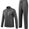 MoFiz Mens Tracksuit Jogging Sports Sweatsuit Comfortable Outfits Casual Athletic Pants Full zip Jacket 2 Piece(A03-dark Grey)