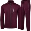MoFiz Mens Tracksuit Jogging Sports Sweatsuit Comfortable Outfits Casual Athletic Pants Full zip Jacket 2 Piece(Dark Red)