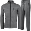 MoFiz Mens Tracksuit Jogging Sports Sweatsuit Comfortable Outfits Casual Athletic Pants Full zip Jacket 2 Piece(Deep Grey)