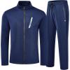 MoFiz Mens Tracksuit Jogging Sports Sweatsuit Comfortable Outfits Casual Athletic Pants Full zip Jacket 2 Piece(Navy)