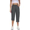 MoFiz Women’s Cargo Capri Pants Cotton Roll up Convertible Capris Summer Casual Athletic Hiking Cropped Pants with Pockets(A-dark Grey)