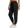 imageMoFiz Womens Outdoor Cargo Pants Lightweight Joggers Elastic Waist Athletic Hiking Sweatpants Casual Travel Pant with PocketBlack