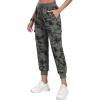 MoFiz Women’s Outdoor Cargo Pants Lightweight Joggers Elastic Waist Athletic Hiking Sweatpants Casual Travel Pant with Pocket(Camouflage Green)