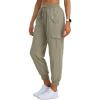 MoFiz Women’s Outdoor Cargo Pants Lightweight Joggers Elastic Waist Athletic Hiking Sweatpants Casual Travel Pant with Pocket(Grey Khaki)