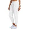 MoFiz Women’s Outdoor Cargo Pants Lightweight Joggers Elastic Waist Athletic Hiking Sweatpants Casual Travel Pant with Pocket(White)