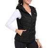 MoFiz Womens Puffer Softshell Vest Hooded Lightweight Insulated Hybrid Down Jacket Full Zip Running Vest(Black)
