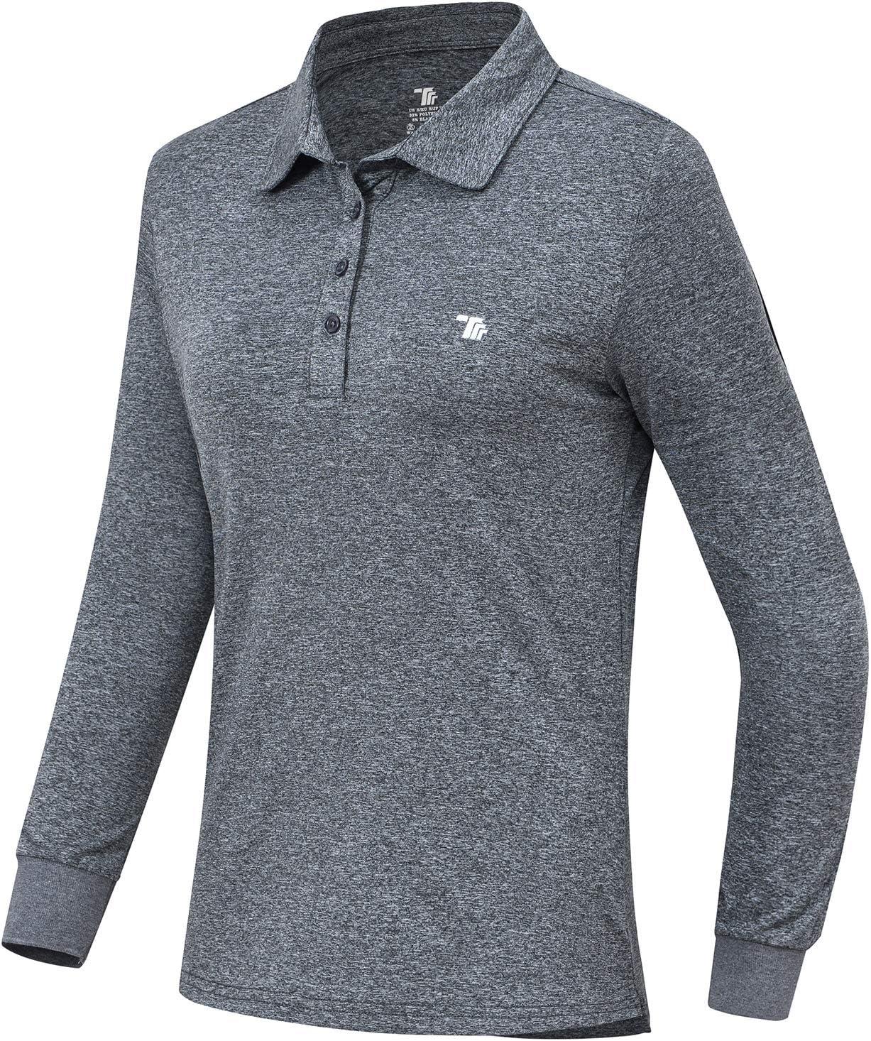 imageAIRIKE Golf Polo Shirts for Women Long Sleeve Colourful QuickDry Workwear ampamp ActivewearWomens Athletic ApparelBlack Grey