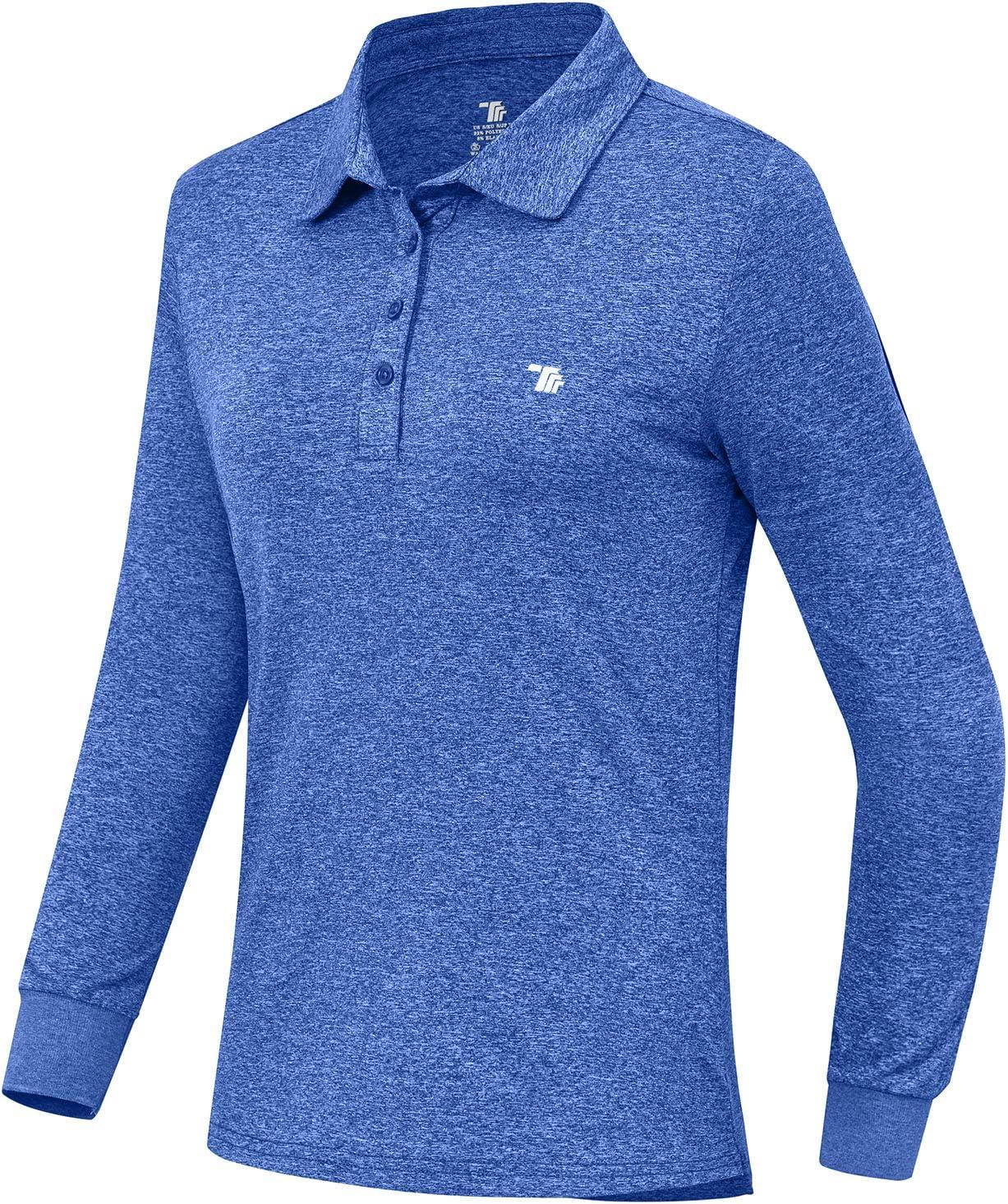 imageAIRIKE Golf Polo Shirts for Women Long Sleeve Colourful QuickDry Workwear ampamp ActivewearWomens Athletic ApparelBlue