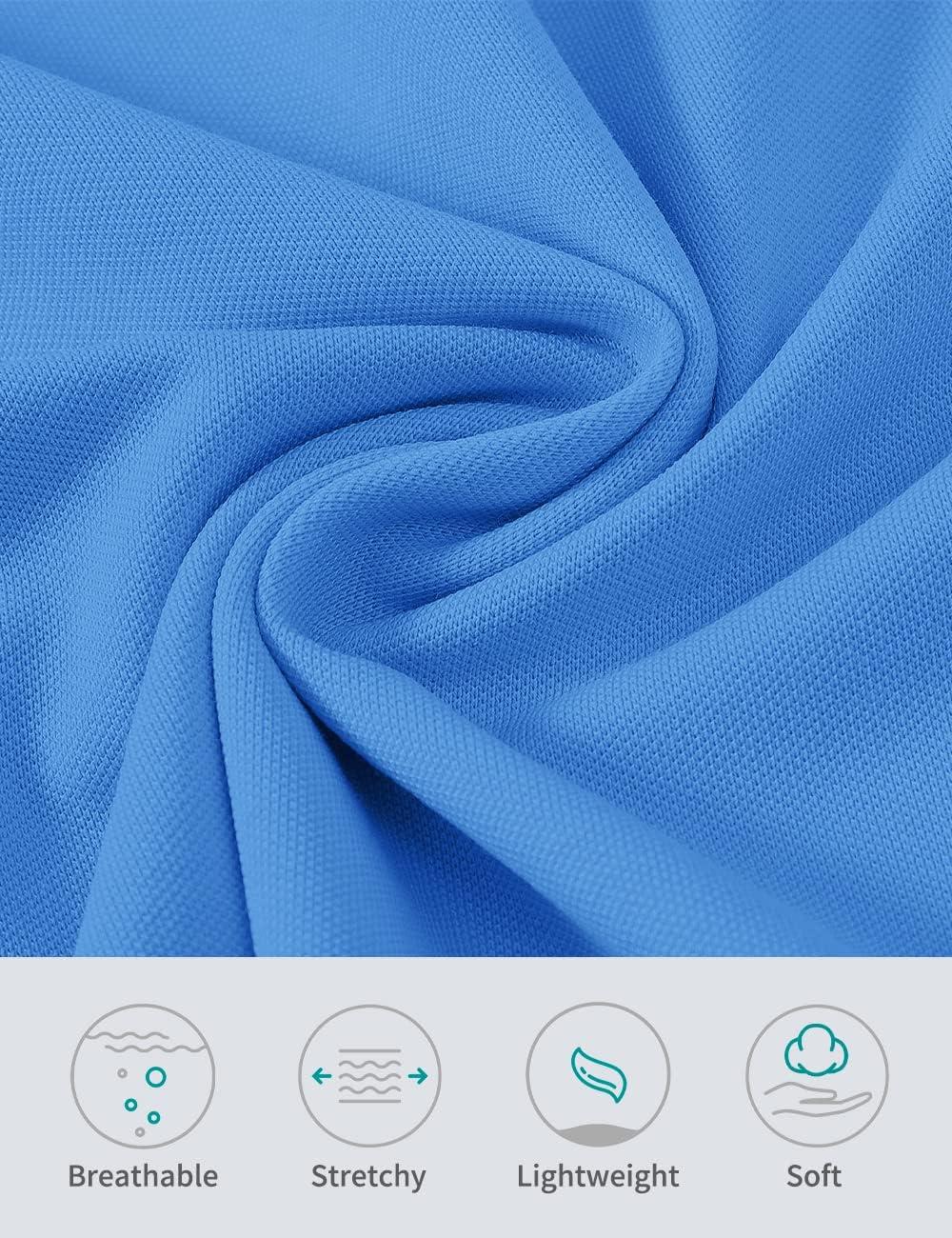 imageMoFiz Mens Long Sleeve Golf Shirt Quarter Zip Sport Polo Shirt Athletic FitSky Blue