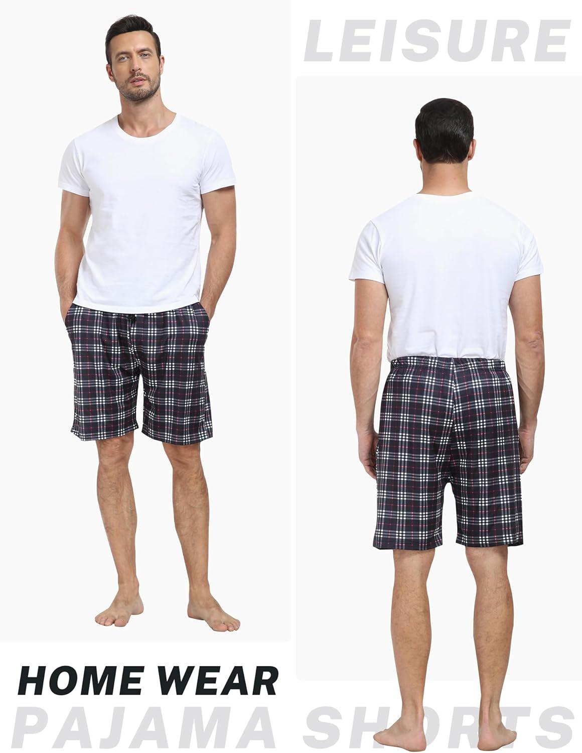 imageMoFiz Mens Plaid Pajama Shorts 3Pack Woven Cotton Sleep ampamp Lounge Shorts Lightweight PJ Bottoms with Pockets ampamp Button FlyPlaidbpolyester