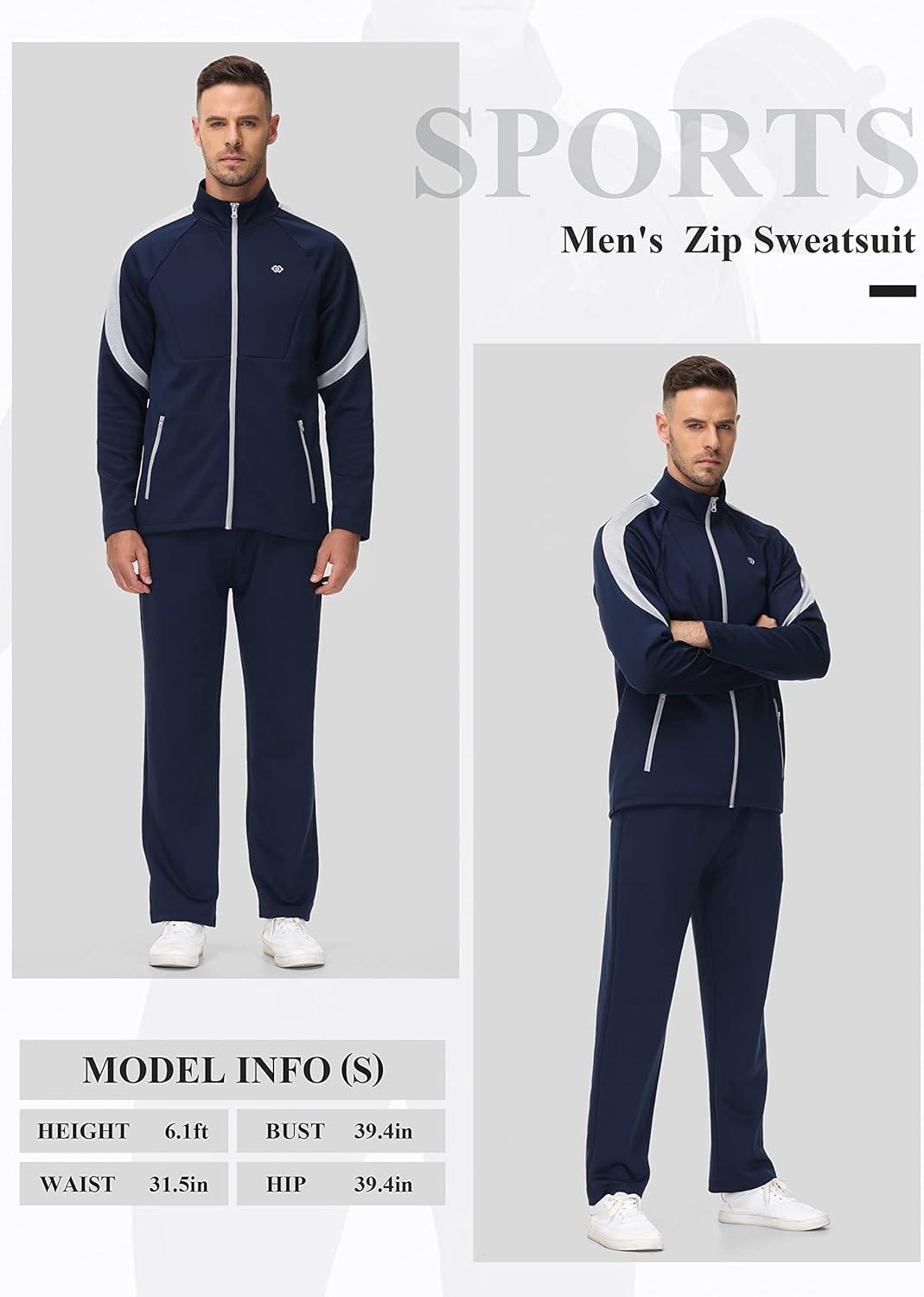 imageMoFiz Mens Tracksuits Sweatsuits for Men Athletic Set 2 Piece Track Suits Jogging Casual Warm Up Full Zip Running Sports03navygrey