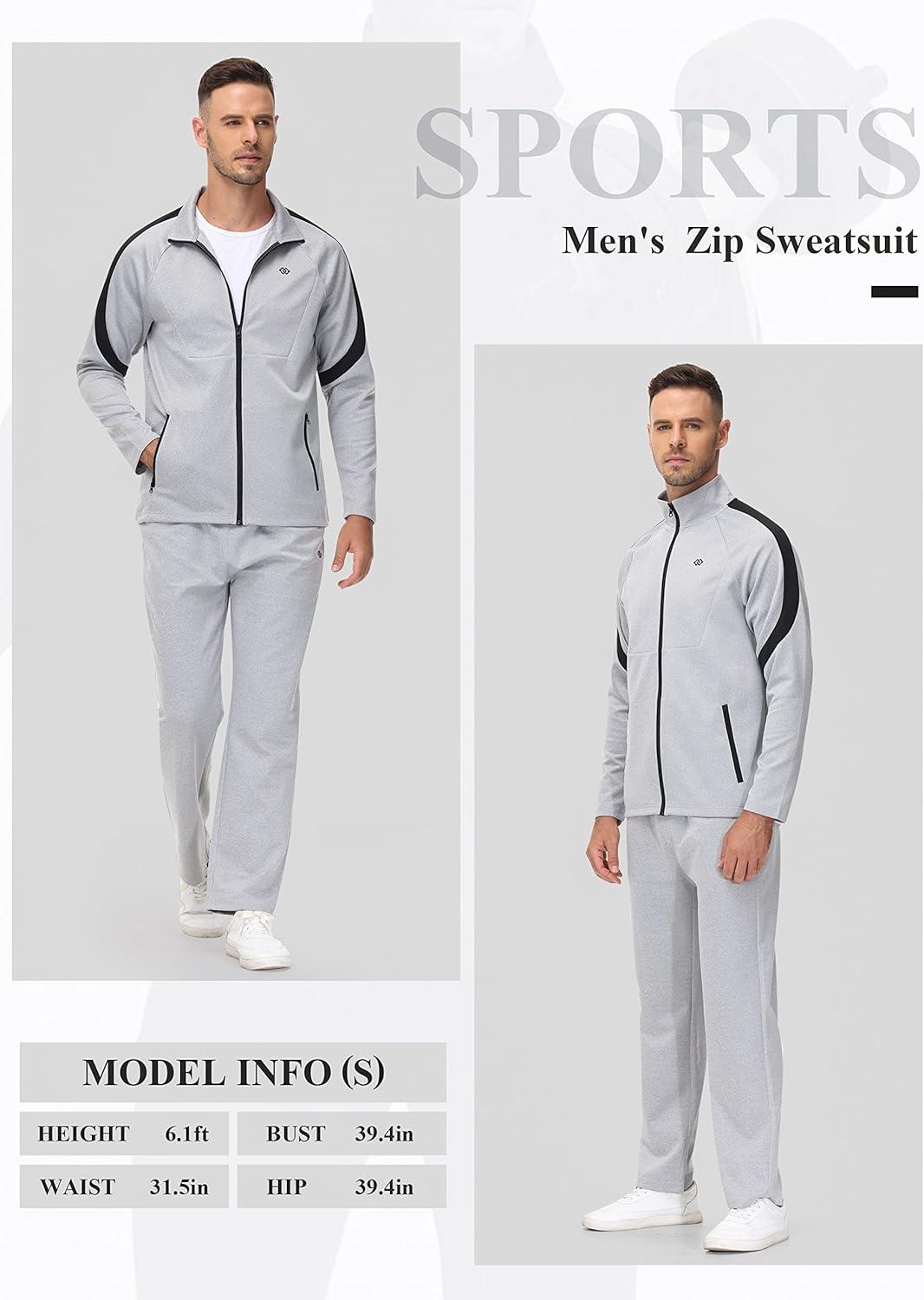 imageMoFiz Mens Tracksuits Sweatsuits for Men Athletic Set 2 Piece Track Suits Jogging Casual Warm Up Full Zip Running Sports04greyblack