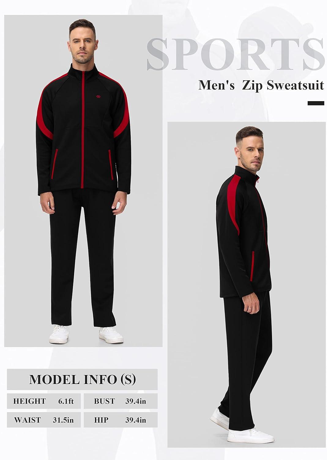 imageMoFiz Mens Tracksuits Sweatsuits for Men Athletic Set 2 Piece Track Suits Jogging Casual Warm Up Full Zip Running Sports05blackwine Red