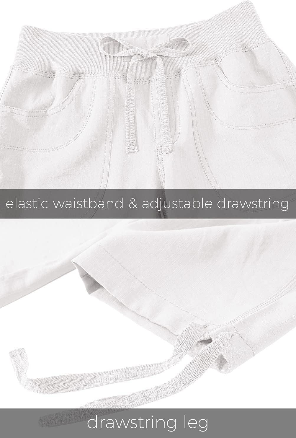 imageMoFiz Womens Cargo Capris Hiking Pants Lightweight Quick Dry Outdoor Athletic Travel Casual Loose Comfy Cute PocketsWhite