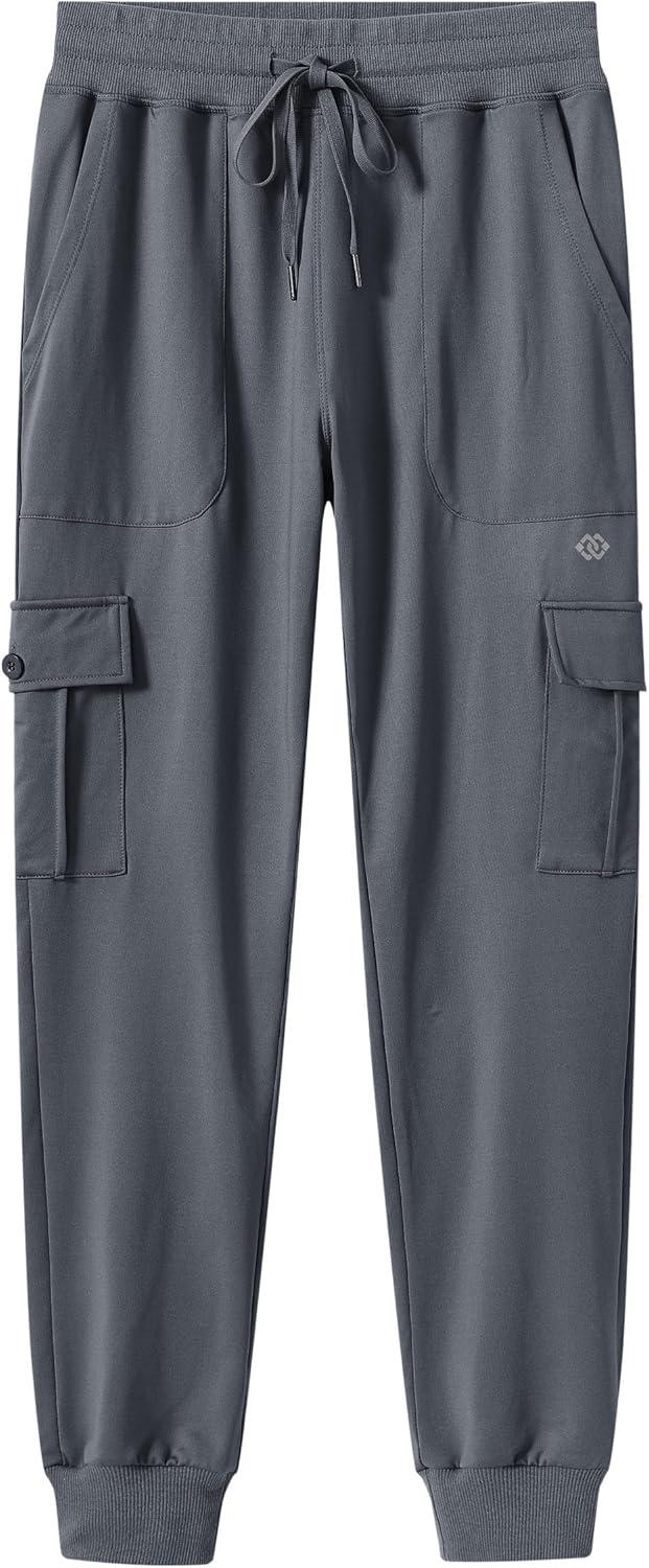 imageMoFiz Womens Fleece Cargo Joggers Hiking Pants High Waisted Thermal Outdoor Sweatpants for Women with PocketsDark Gray