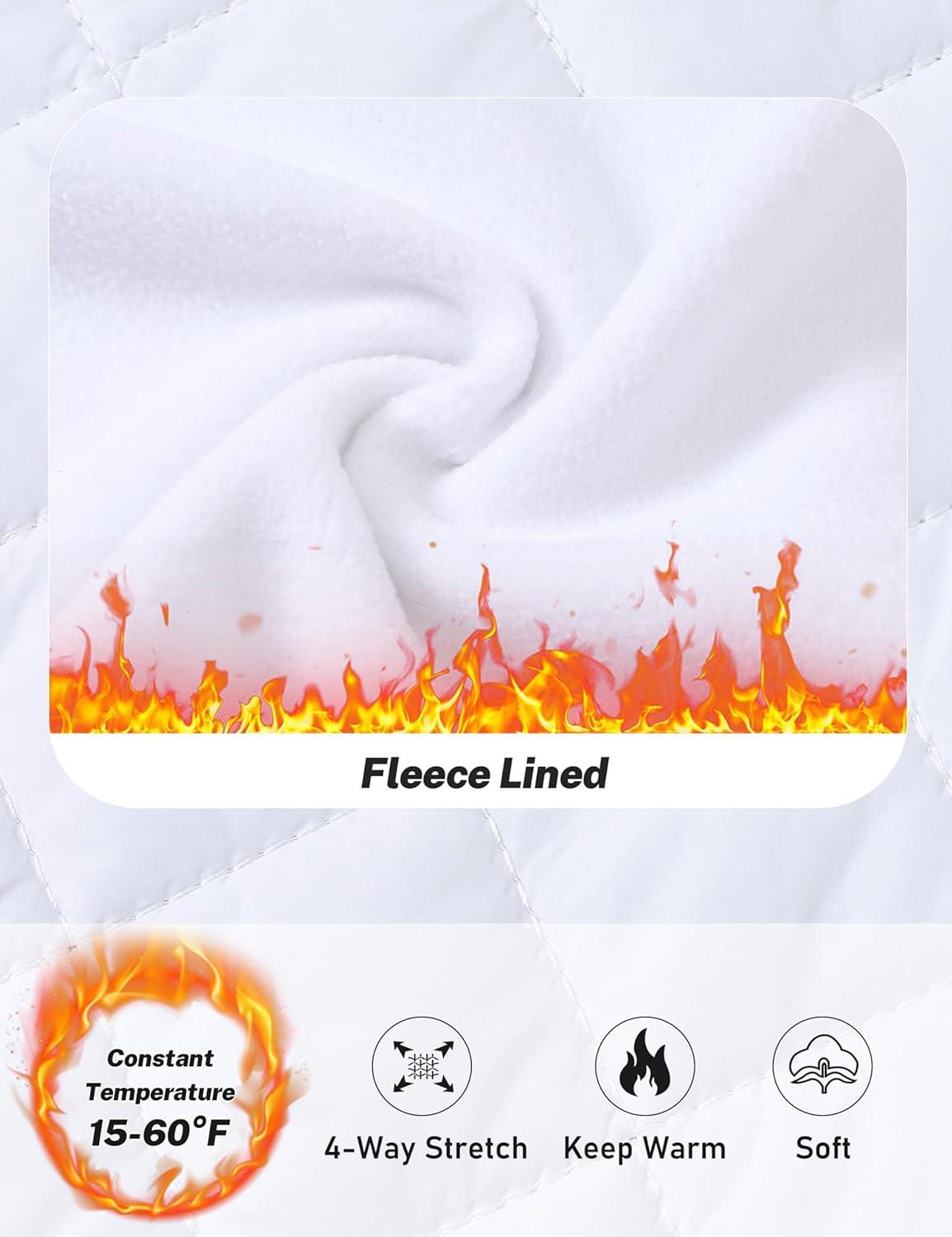 imageMoFiz Womens Fleece Lined Insulated Hiking Jacket Lightweight Warm Hybrid Softshell Full Zip Winter Fall Running CoatWhite 02