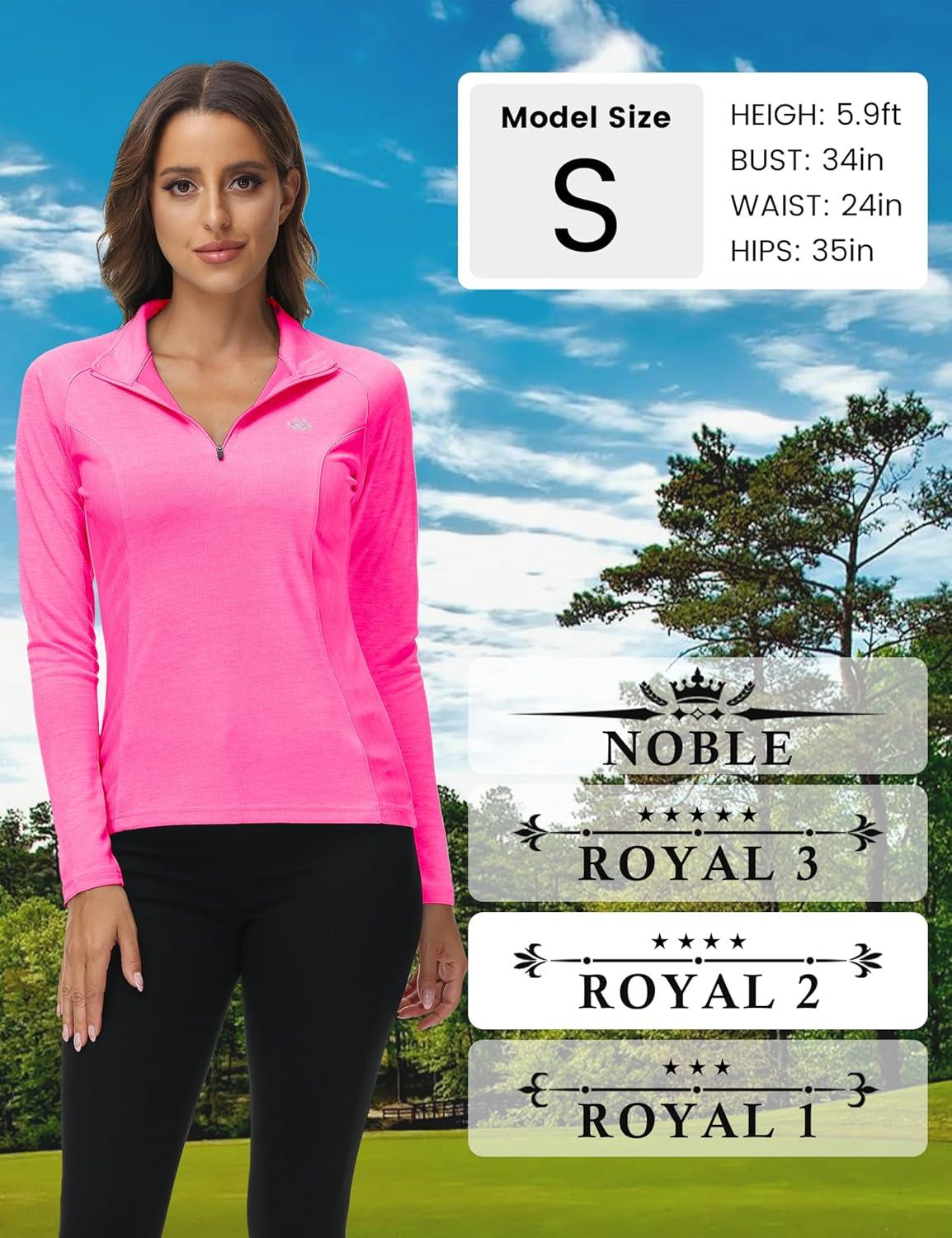 imageMoFiz Womens Long Sleeve Golf Polo Shirt 14 Zip UPF 50 Sun Protection Quick Dry Lightweight Athletic Hiking Running Tops01rose Red