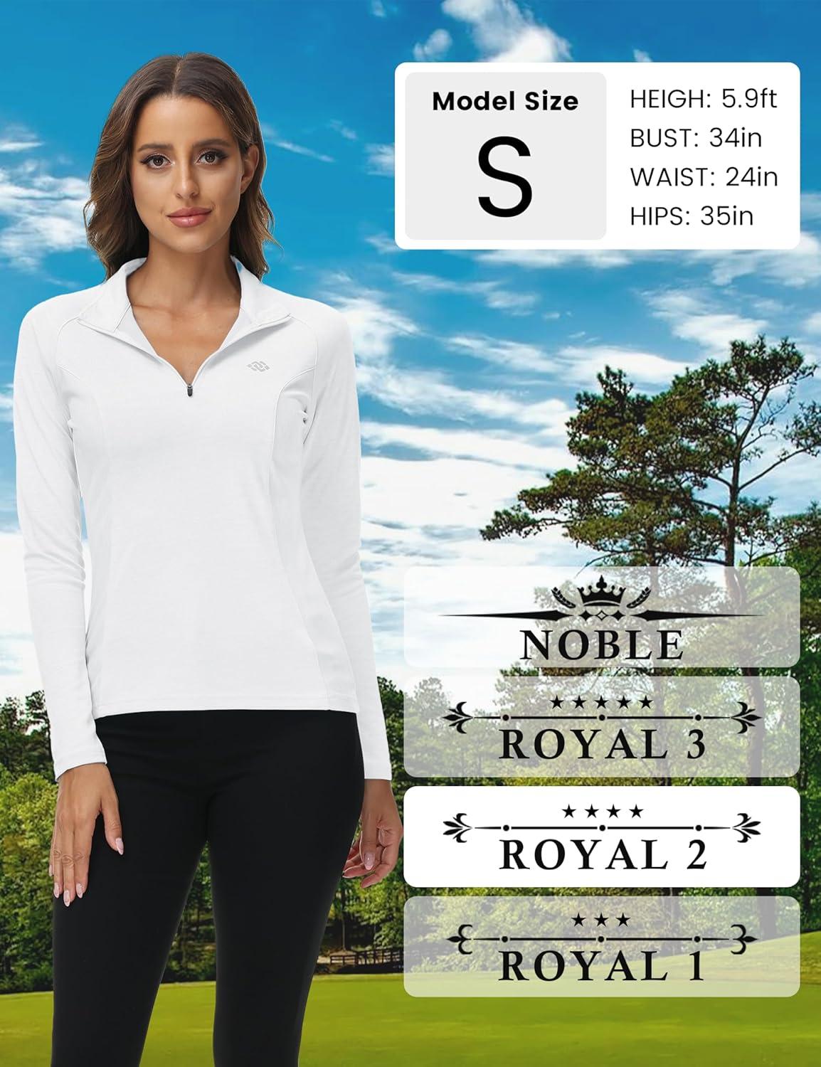 imageMoFiz Womens Long Sleeve Golf Polo Shirt 14 Zip UPF 50 Sun Protection Quick Dry Lightweight Athletic Hiking Running Tops01white