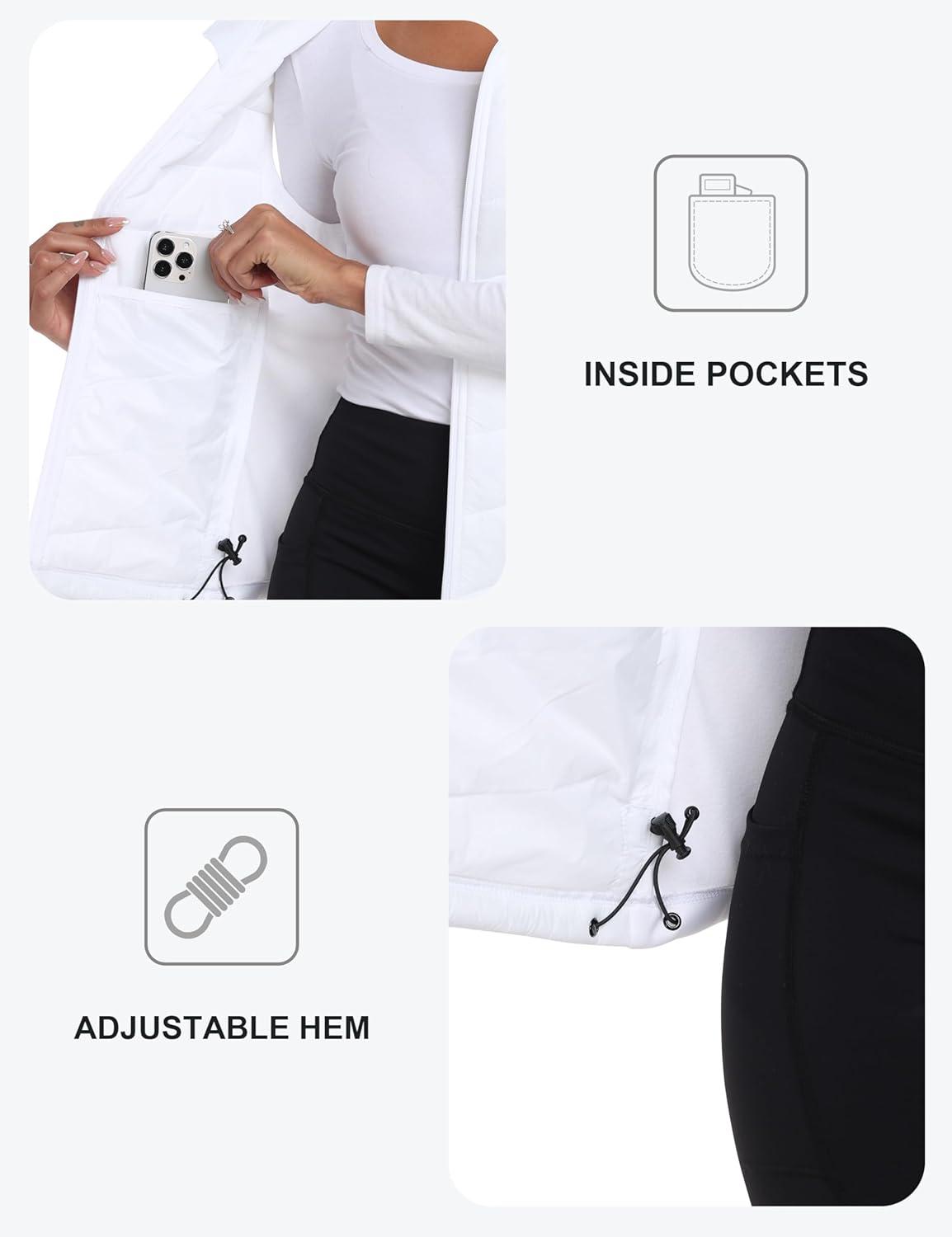 imageMoFiz Womens Puffer Vest Lightweight Hooded Warm Fleece Lined Hybrid Softshell Hiking Winter Sleeveless Zip Vest01 White