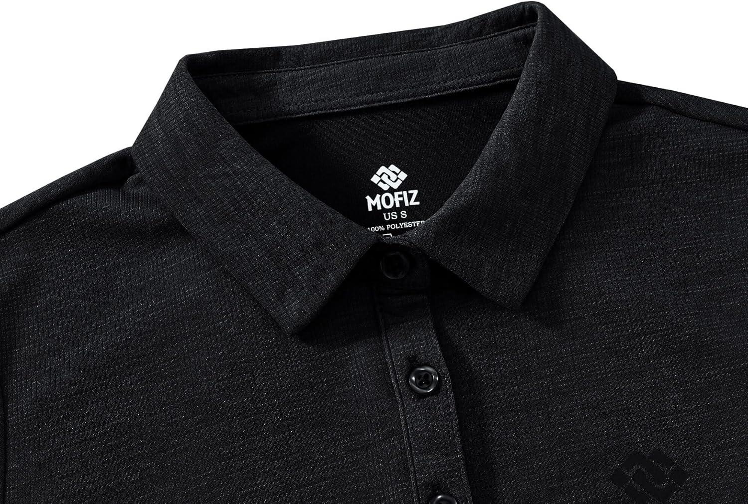 imageMoFiz Womens Short Sleeve Golf Polo Shirts Quick Dry Camo Lightweight UPF 50 Tennis Sports Athletic Tops CasualAblack