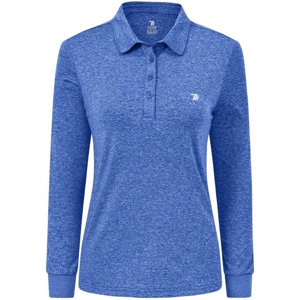 imageAIRIKE Golf Polo Shirts for Women Long Sleeve Colourful QuickDry Workwear ampamp ActivewearWomens Athletic ApparelBlue
