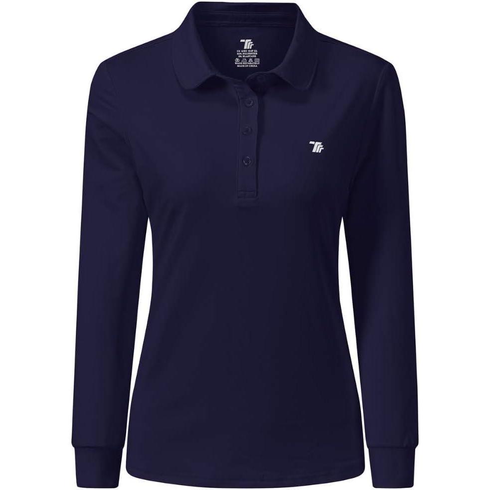 imageAIRIKE Golf Polo Shirts for Women Long Sleeve Colourful QuickDry Workwear ampamp ActivewearWomens Athletic ApparelNavy