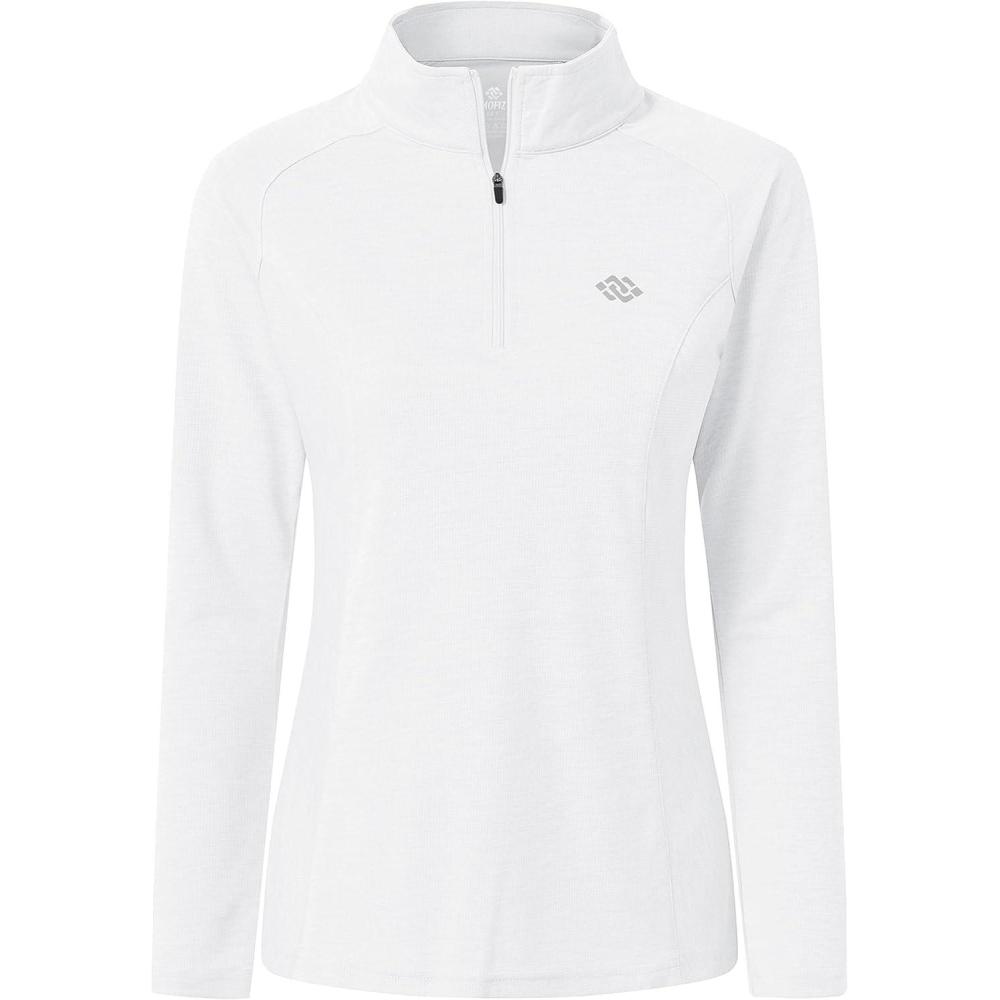 imageMoFiz Womens Long Sleeve Golf Polo Shirt 14 Zip UPF 50 Sun Protection Quick Dry Lightweight Athletic Hiking Running Tops01white