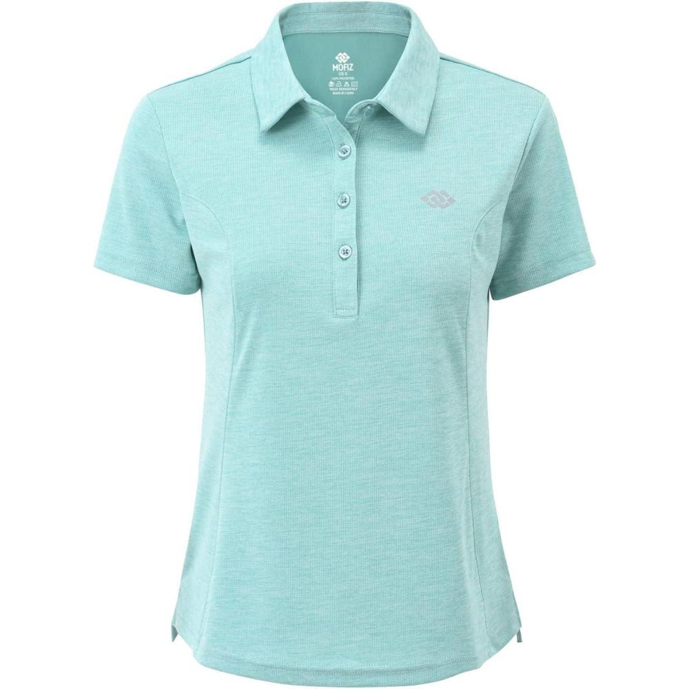imageMoFiz Womens Short Sleeve Golf Polo Shirts Quick Dry Camo Lightweight UPF 50 Tennis Sports Athletic Tops CasualAlight Blue