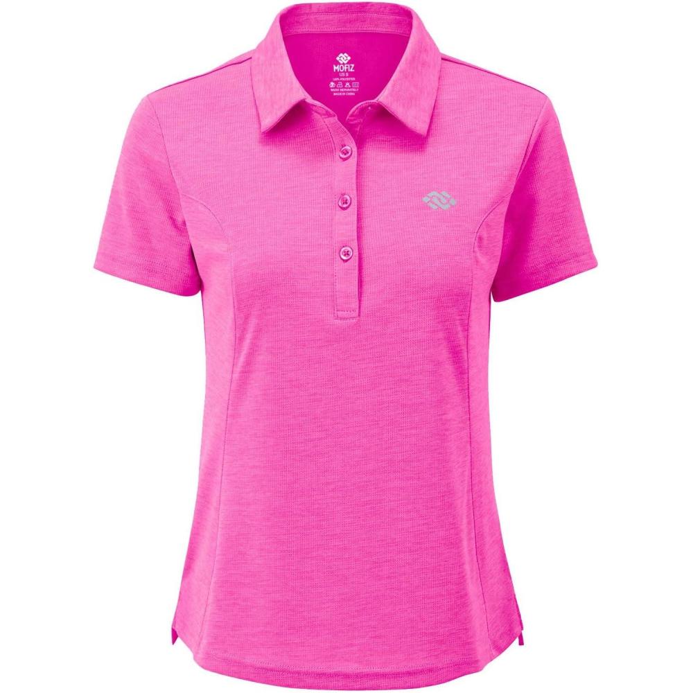 imageMoFiz Womens Short Sleeve Golf Polo Shirts Quick Dry Camo Lightweight UPF 50 Tennis Sports Athletic Tops CasualArose Red
