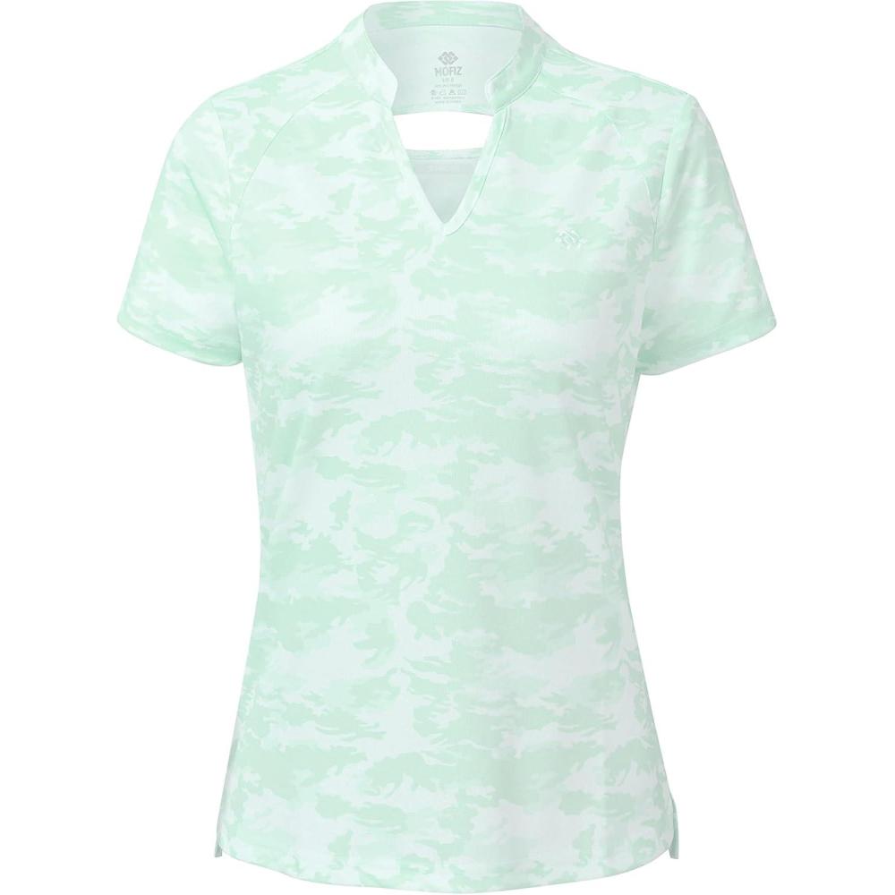 imageMoFiz Womens Short Sleeve Golf Polo Shirts Quick Dry Camo Lightweight UPF 50 Tennis Sports Athletic Tops CasualCamogreen