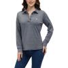 AIRIKE Golf Polo Shirts for Women Long Sleeve Colourful Quick-Dry Workwear & Activewear-Womens Athletic Apparel(Black Grey)