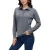 AIRIKE Golf Polo Shirts for Women Long Sleeve Colourful Quick-Dry Workwear & Activewear-Womens Athletic Apparel(Black Grey)