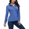 AIRIKE Golf Polo Shirts for Women Long Sleeve Colourful Quick-Dry Workwear & Activewear-Womens Athletic Apparel(Blue)