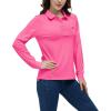 AIRIKE Golf Polo Shirts for Women Long Sleeve Colourful Quick-Dry Workwear & Activewear-Womens Athletic Apparel(Roseo)