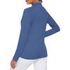 AIRIKE Women’s Zipper Up Golf Shirts Long Sleeve Polo Shirt Quick Dry Comfy Fleece Tennis Tops(2024-blue)