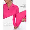 AIRIKE Women’s Zipper Up Golf Shirts Long Sleeve Polo Shirt Quick Dry Comfy Fleece Tennis Tops(2024-rose Red)