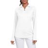 AIRIKE Women’s Zipper Up Golf Shirts Long Sleeve Polo Shirt Quick Dry Comfy Fleece Tennis Tops(2024-white)