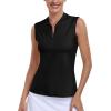 Golf Polo Shirts for Women Slim Fit Woman Sleeveless Sports Shirts Quick Dry Athletic Tank Tops for Tennis Work(Upgrade Black)