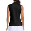 Golf Polo Shirts for Women Slim Fit Woman Sleeveless Sports Shirts Quick Dry Athletic Tank Tops for Tennis Work(Upgrade Black)