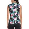 Golf Polo Shirts for Women Slim Fit Woman Sleeveless Sports Shirts Quick Dry Athletic Tank Tops for Tennis Work(Upgrade Black Flowers)