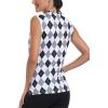 Golf Polo Shirts for Women Slim Fit Woman Sleeveless Sports Shirts Quick Dry Athletic Tank Tops for Tennis Work(Upgrade Grey-black Plaid)