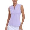 Golf Polo Shirts for Women Slim Fit Woman Sleeveless Sports Shirts Quick Dry Athletic Tank Tops for Tennis Work(Upgrade Light Purple)