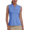Golf Polo Shirts for Women Slim Fit Woman Sleeveless Sports Shirts Quick Dry Athletic Tank Tops for Tennis Work(Upgrade Sky Blue)