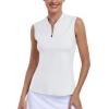 Golf Polo Shirts for Women Slim Fit Woman Sleeveless Sports Shirts Quick Dry Athletic Tank Tops for Tennis Work(Upgrade White)