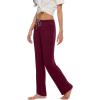 JINSHI Womens Pajama Pants with Pockets Soft Comfortable Lightweight Elastic Drawstring Modal Pajama Bottoms Lounge Pants(Black/Wine Red)